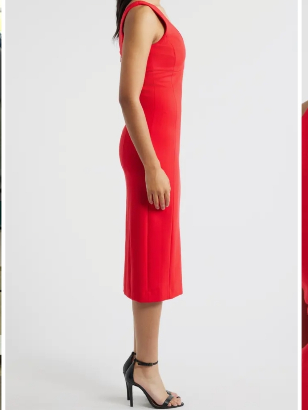 NWT SPANX Shape Red Ponte V-Neck Sleeveless Midi Dress Size M - Picture 9 of 9